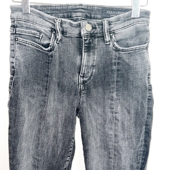 All Saints Grace Women's Washed Black Midrise Raw Hem Skinny Jeans - Picture 2 of 11